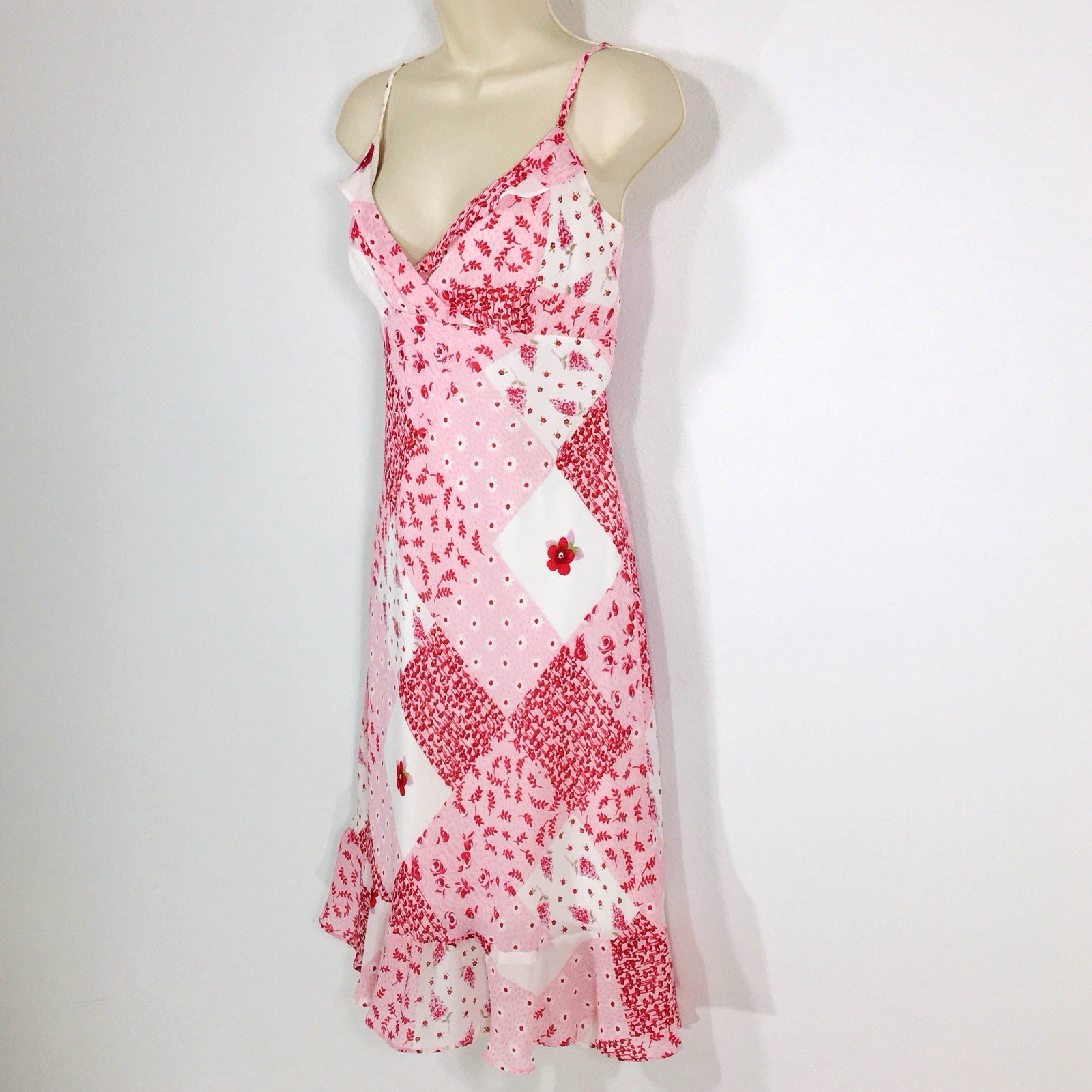 Vtg Jonathan Martin Floral Patchwork Slip Dress Sz 13 Cottagecore Fairy Whimsy
