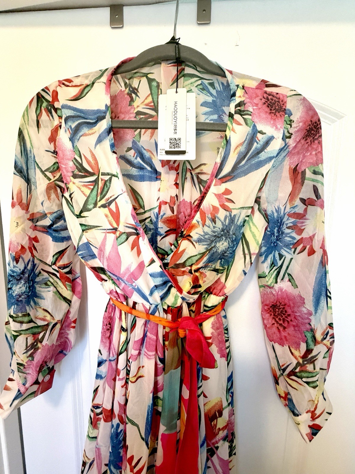 Tropical Floral Maxi Wrap Dress inMulticolor