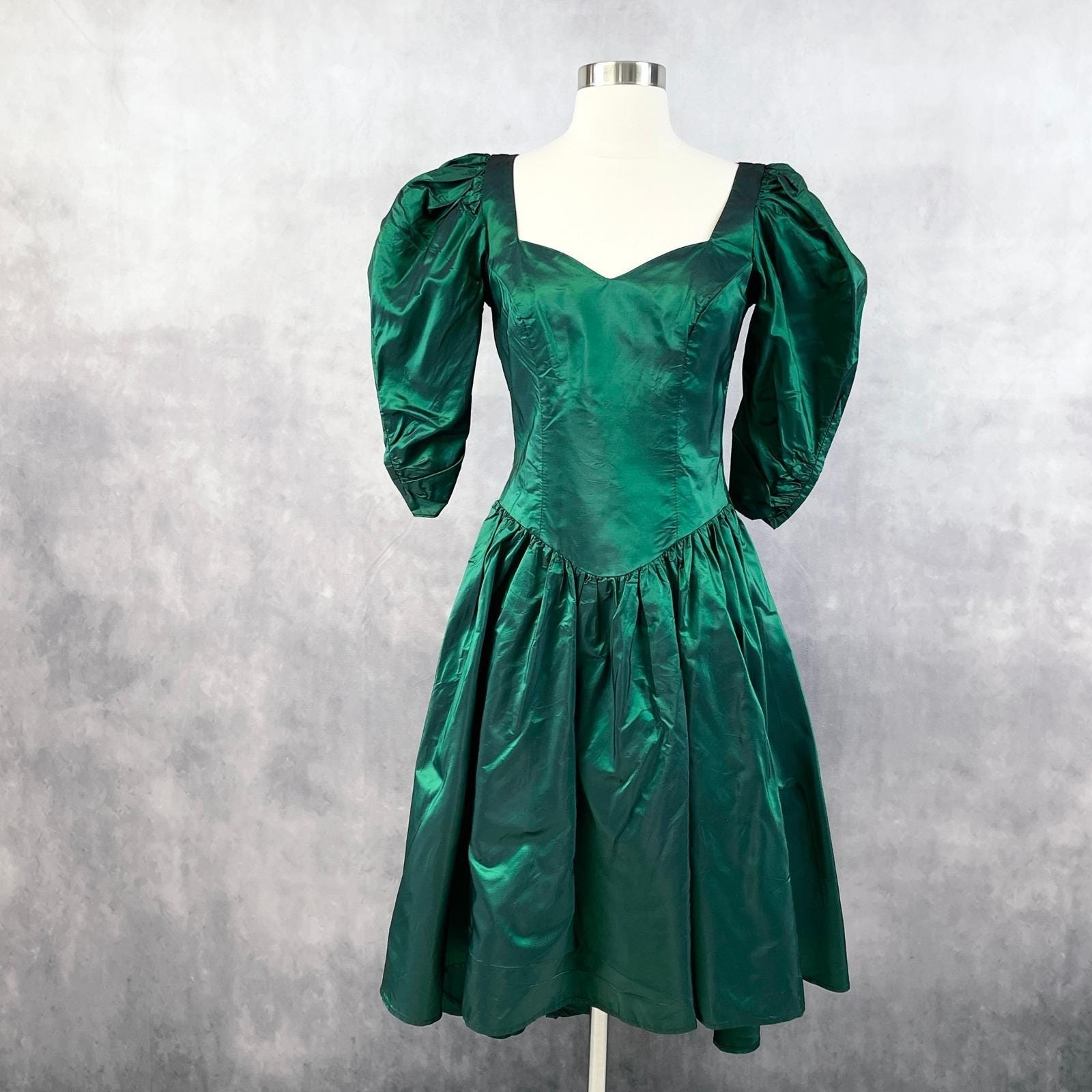 VTG 80s Alfred Angelo Womens Dress Small Basque HoCo Formal Prom Coquette Party