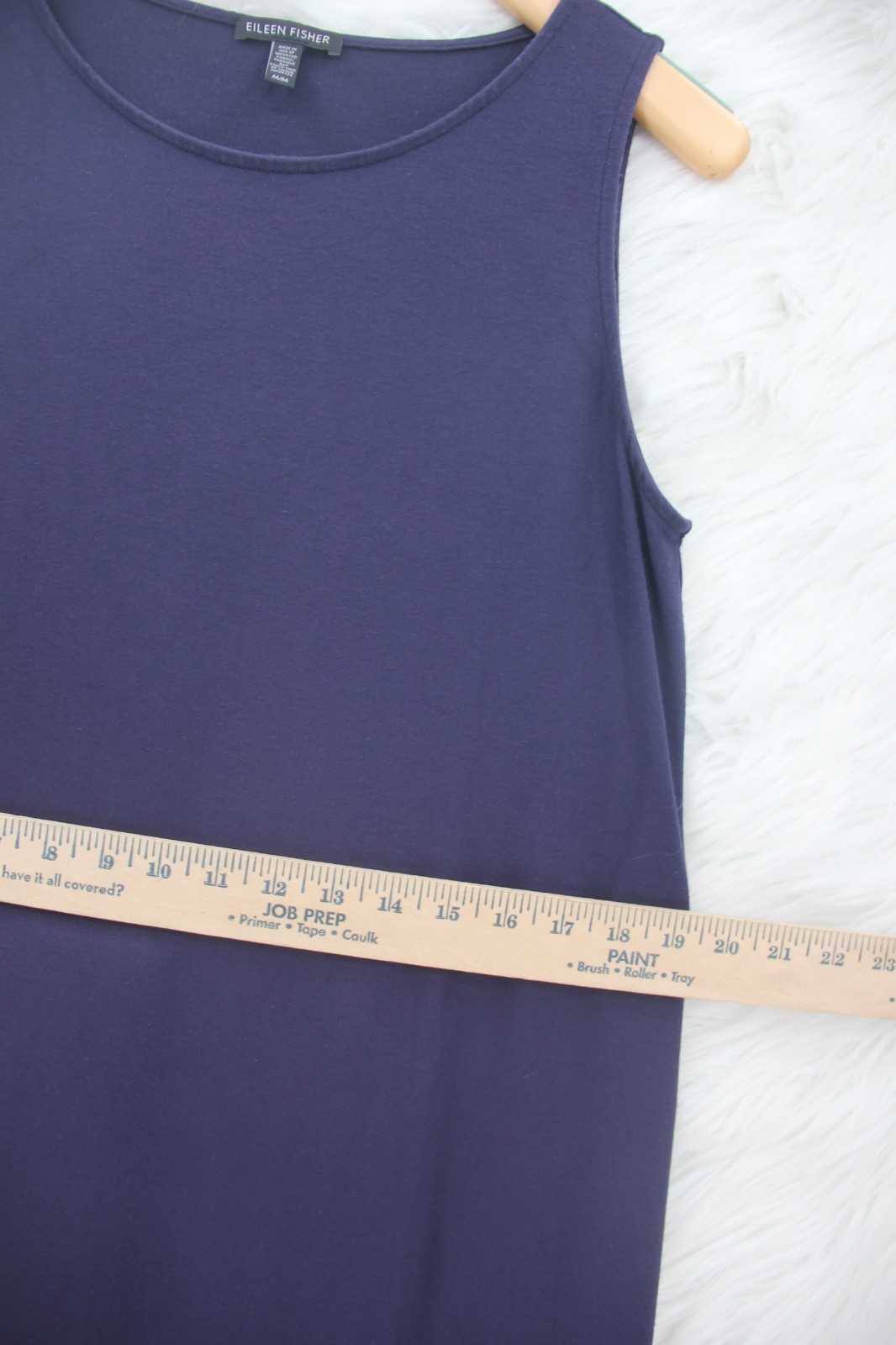 Eileen Fisher Sleeveless Navy Slip Midi Dress Medium Lightweight Stretch #1188