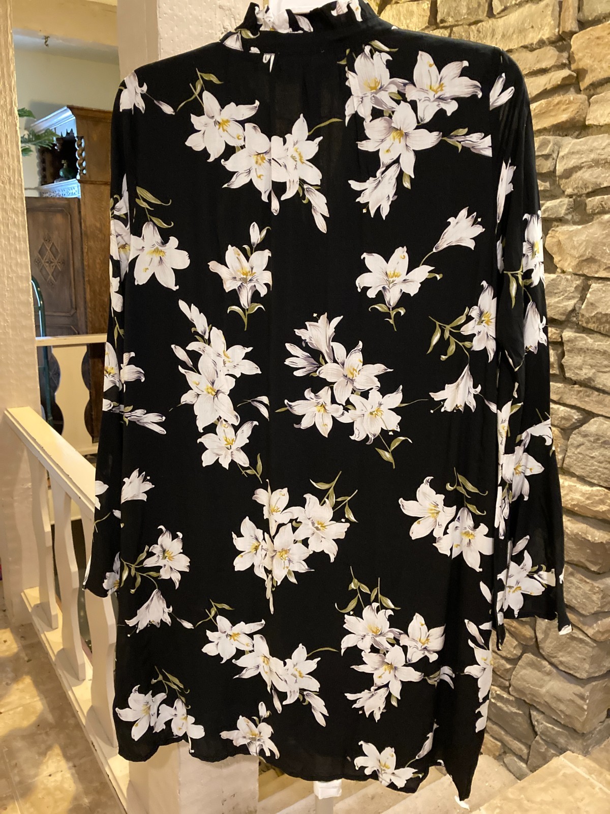 Entro Button-down Tunic Dress, Small, Stand-up collar, Flare Sleeve, Lined NWT