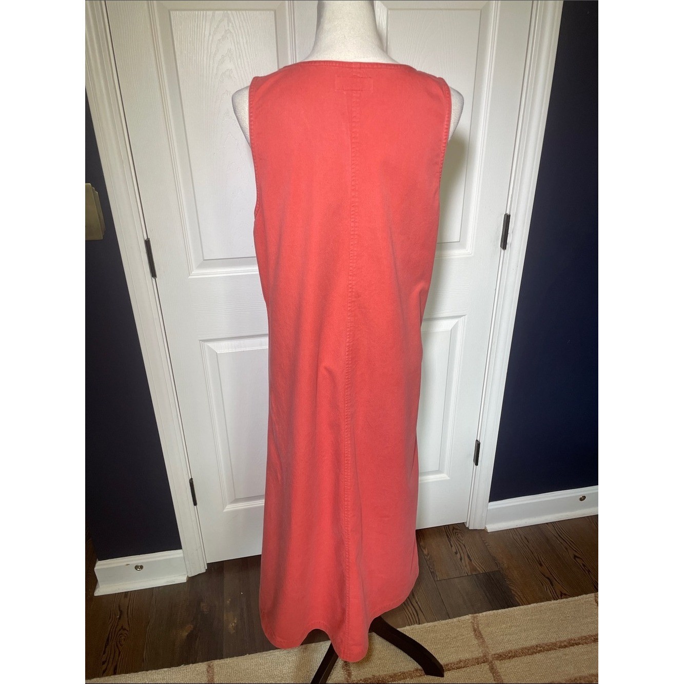 Eddie Bauer Sleeveless Coral Button-Side Pocket Pinafore Dress Size Medium P