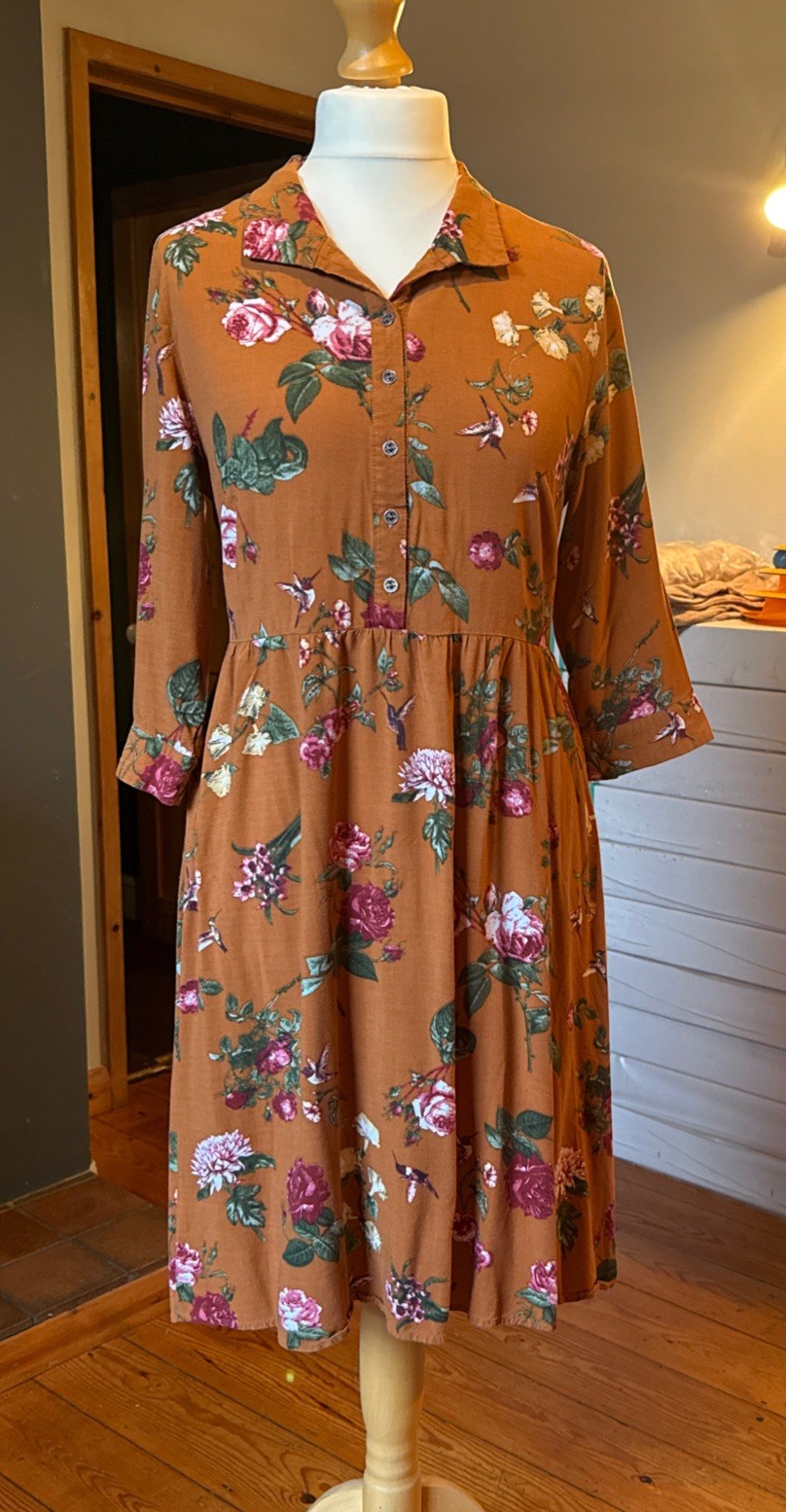 Joe Browns Mustard Yellow Floral Print Dress Size 14 Viscose USED