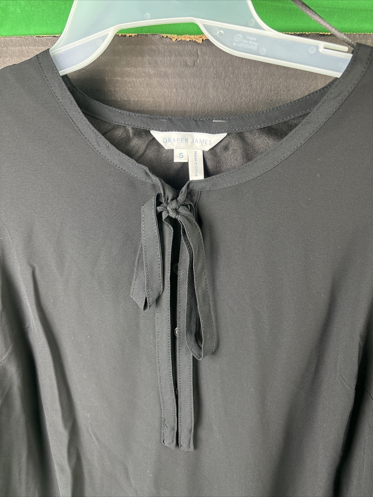 Draper James Tie Neck Flounce Shift Dress Black Size Small