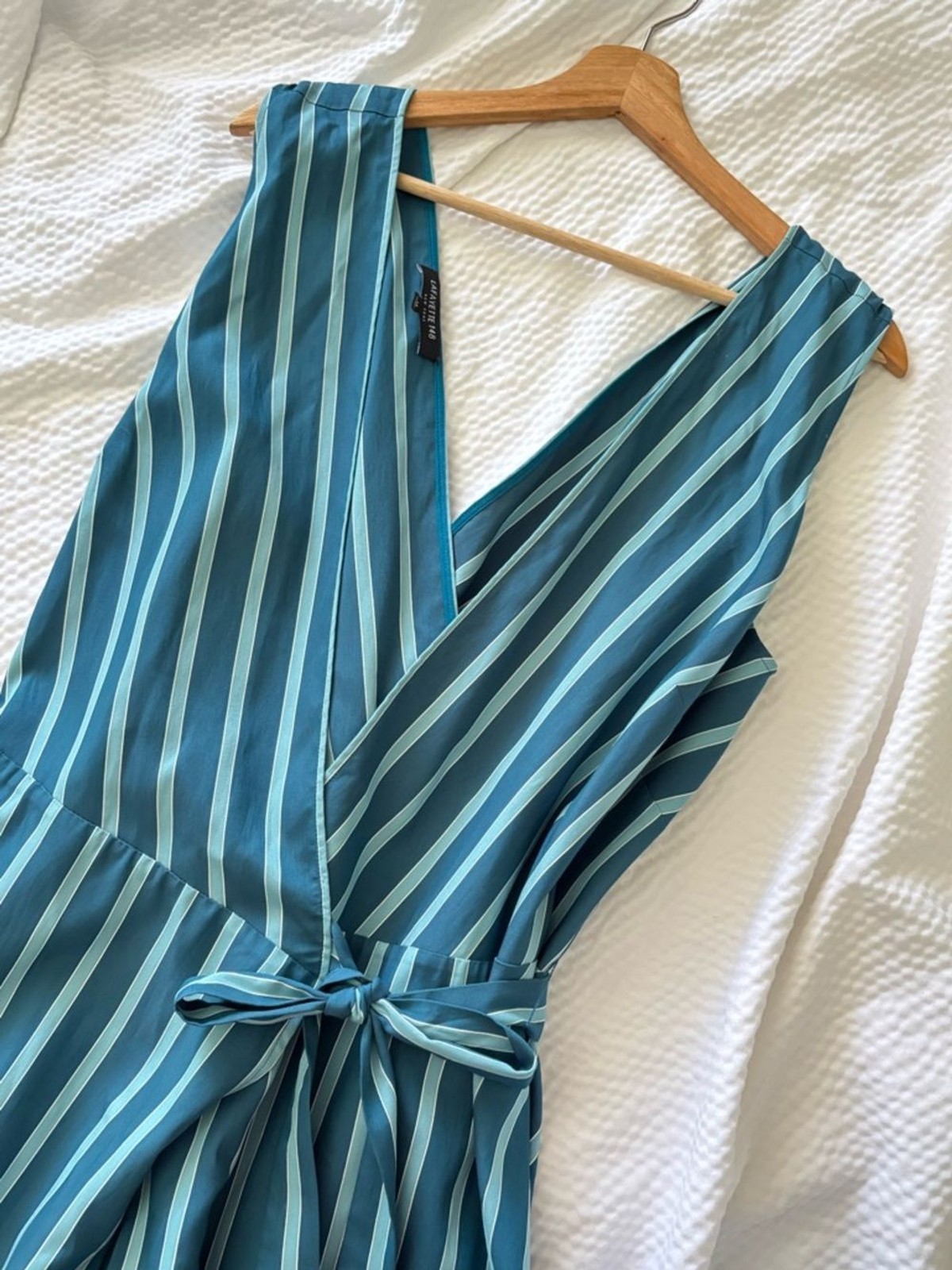 Lafayette 148 New York Siri Mediterranean Striped Maxi Wrap Dress