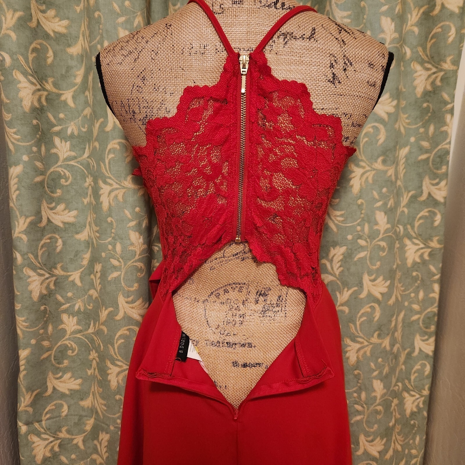 B. Darlin Junior’s 13/14 Red Sleeveless Open Faux Wrap A-Line Dress