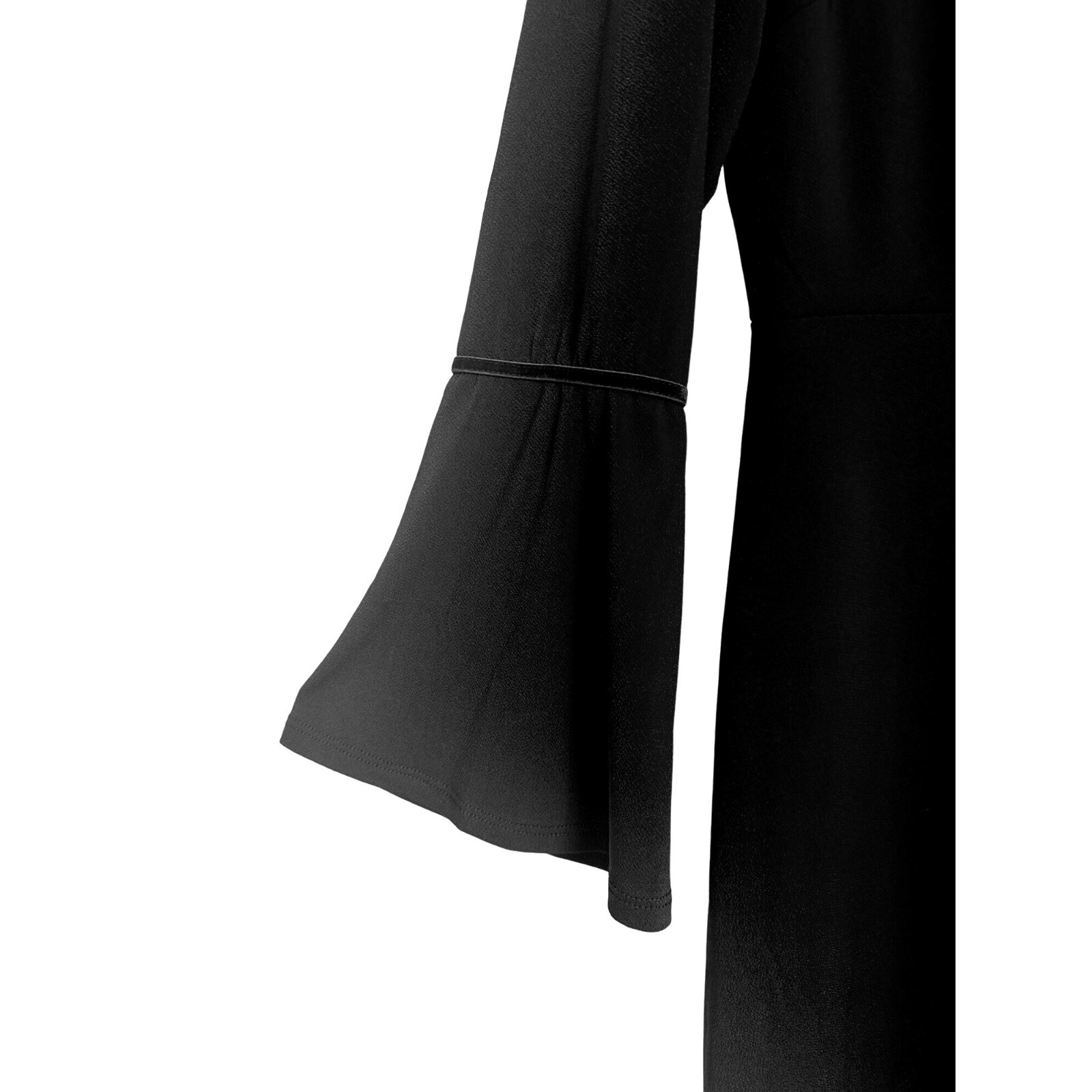 Size 14 Black Criss-Cross Bell Sleeve Skater Dress Day/Evening All-Season Party