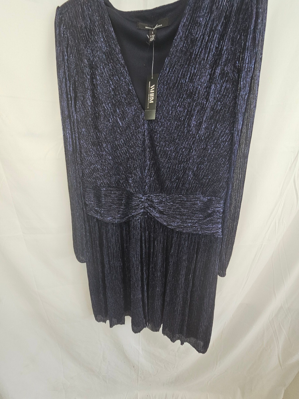 White House Black Market Blue Metallic Dress Size L NWT