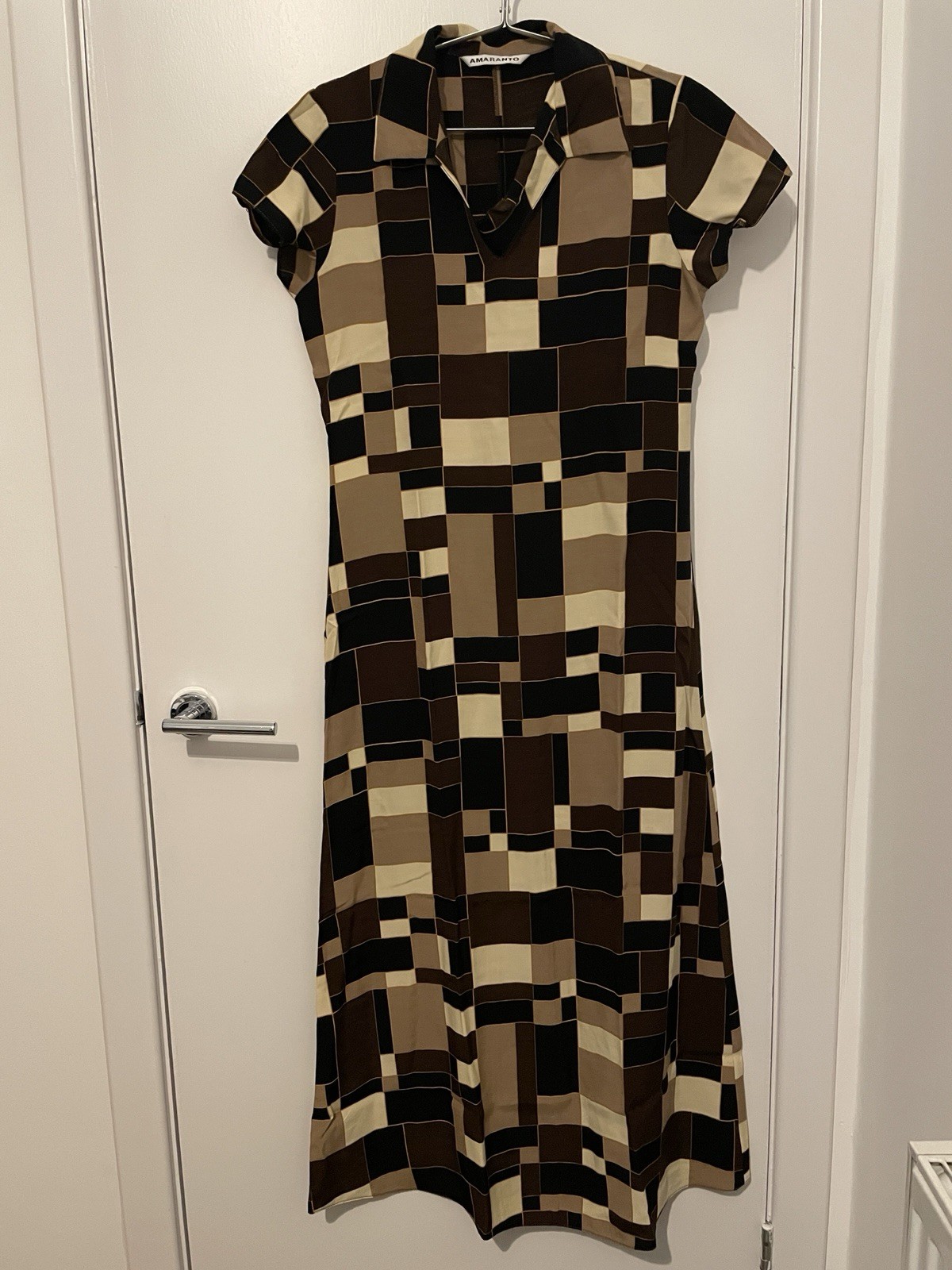 Amaranto Brown Patterned Dress