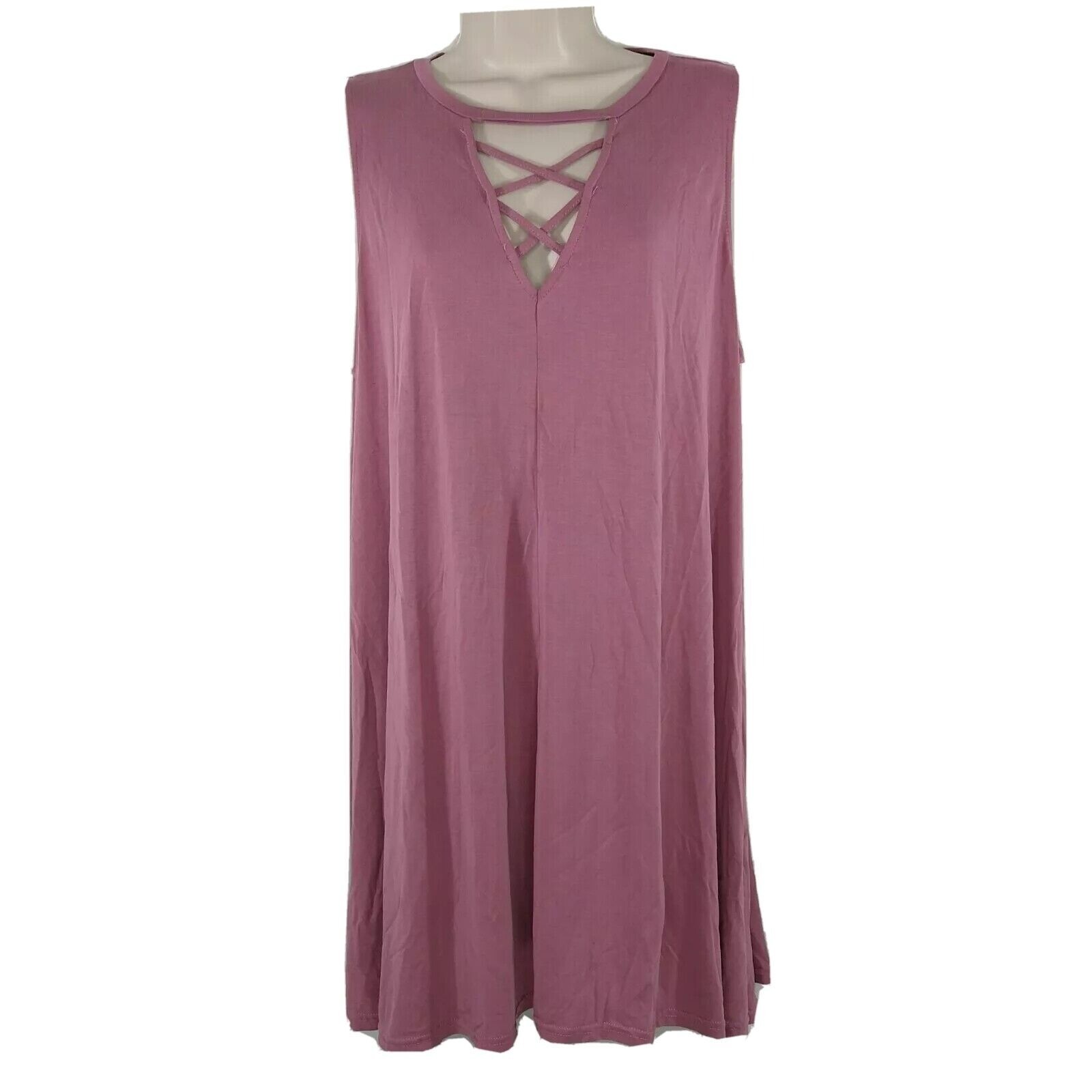 She + Sky Shift Dress Women Size L Pinkish Purple Sleeveless Above Knee V-neck