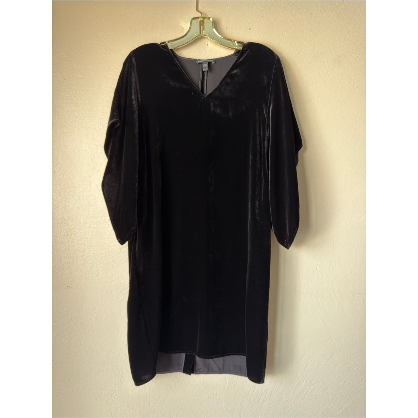 Eileen fisher black velvet dress tunic loose fit xxs (mannequin is small)