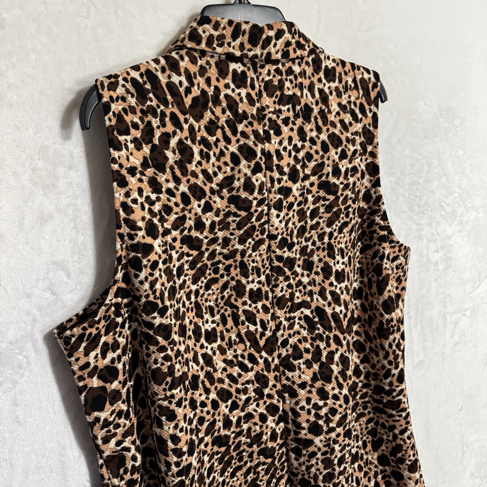 Anne Klein Collared Polo Dress Plus Size 24 W Brown Leopard Print 1/4 Zip Sporty