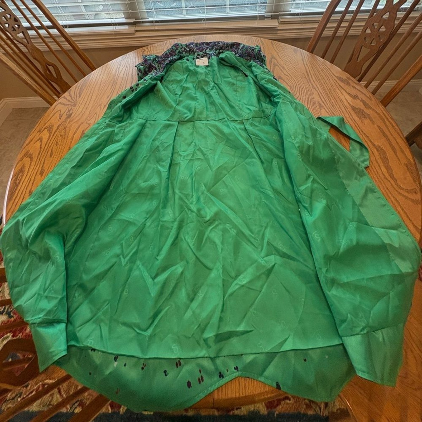NWT Samuel Dong Sleeveless Bubble Coat Dress Green Black S Standing Collar