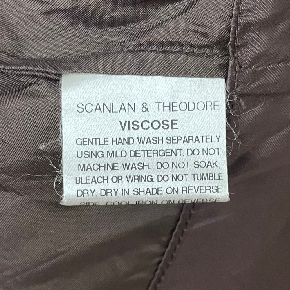 Scanlan Theodore Dress Womens Medium Brown Satin Mini Quiet Luxury Minimalist