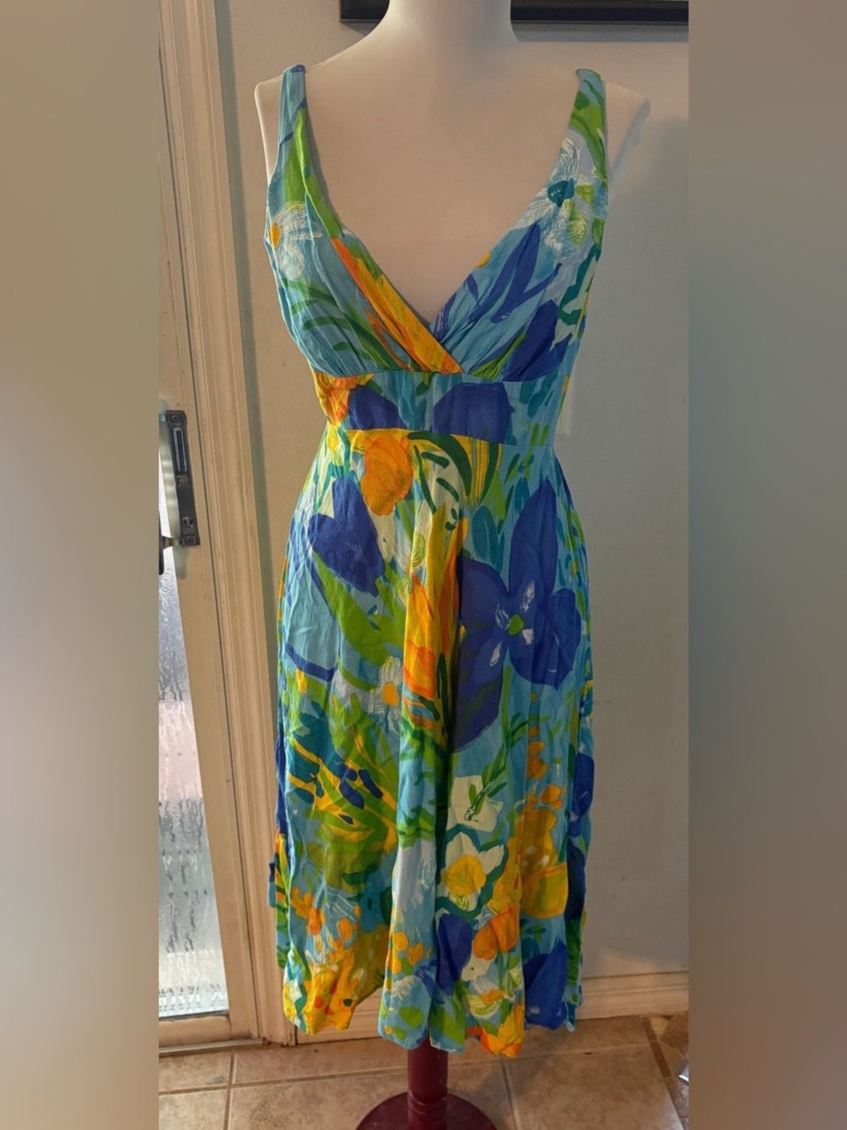 JAMS WORLD “Wonderland” Print Floral Tropical Surplice High Low Sun Dress Midi