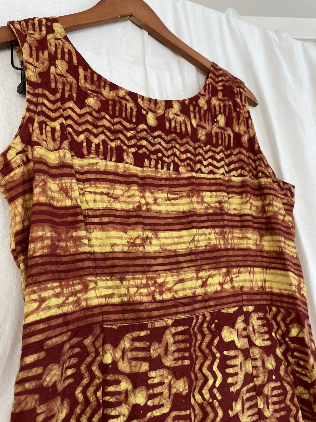 African 100% cotton Long Sundress Genuine Ankara wax batik GHANA zip Handmade L