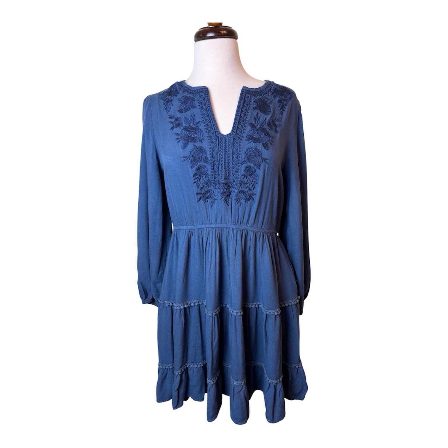 Solitaire Dress Size M Tilt Embroidered Pomp Pomp Flowing Cottagecore Romantic