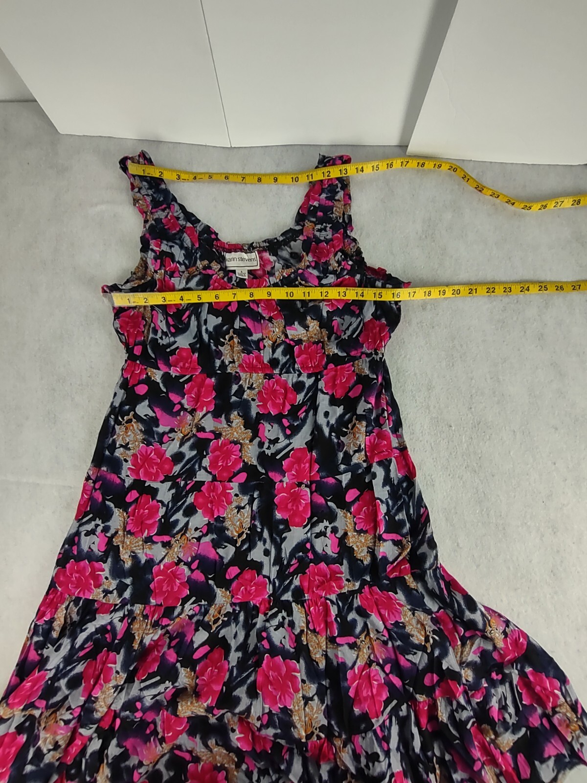 Karin Stevens Women’s Pink, Gray, Black Floral Sleeveless Midi Dress Size 6