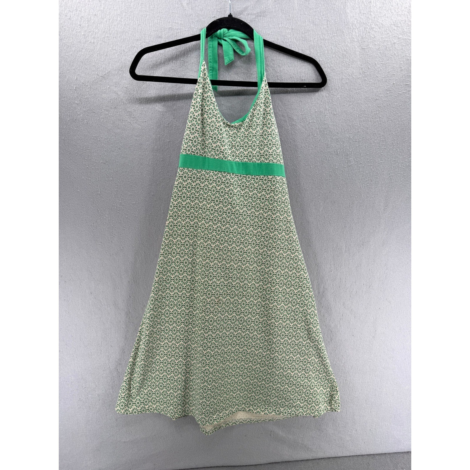 Patagonia Iliana Halter Dress Womens Size S Green Organic Cotton Shelf Bra Mini