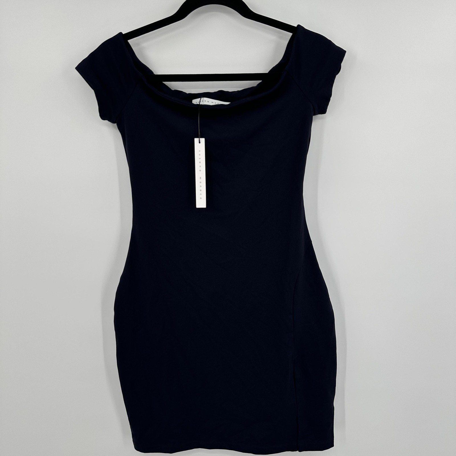 Susana Monaco Dress Womens Small Midnight Blue Off Shoulder Bodycon New Tags