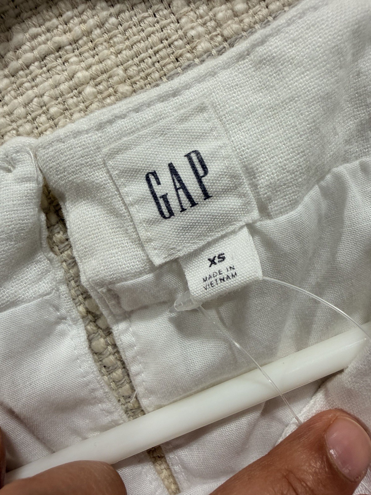 GAP White Linen Rayon Crew Neck Keyhole Back Shift Short Dress Sleeveless XS