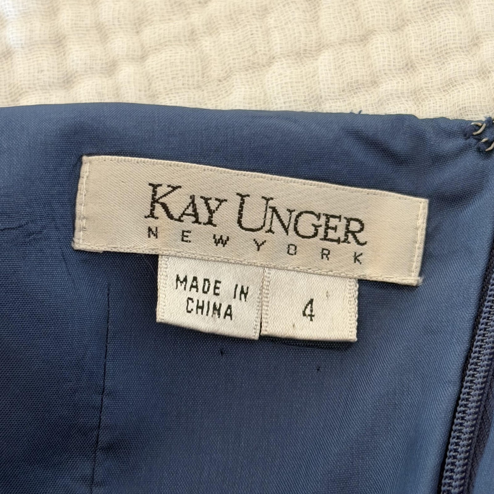 Vintage Kay Unger New York Navy Wool Silk Blend Column Gown Dress 4 NWT Luxury