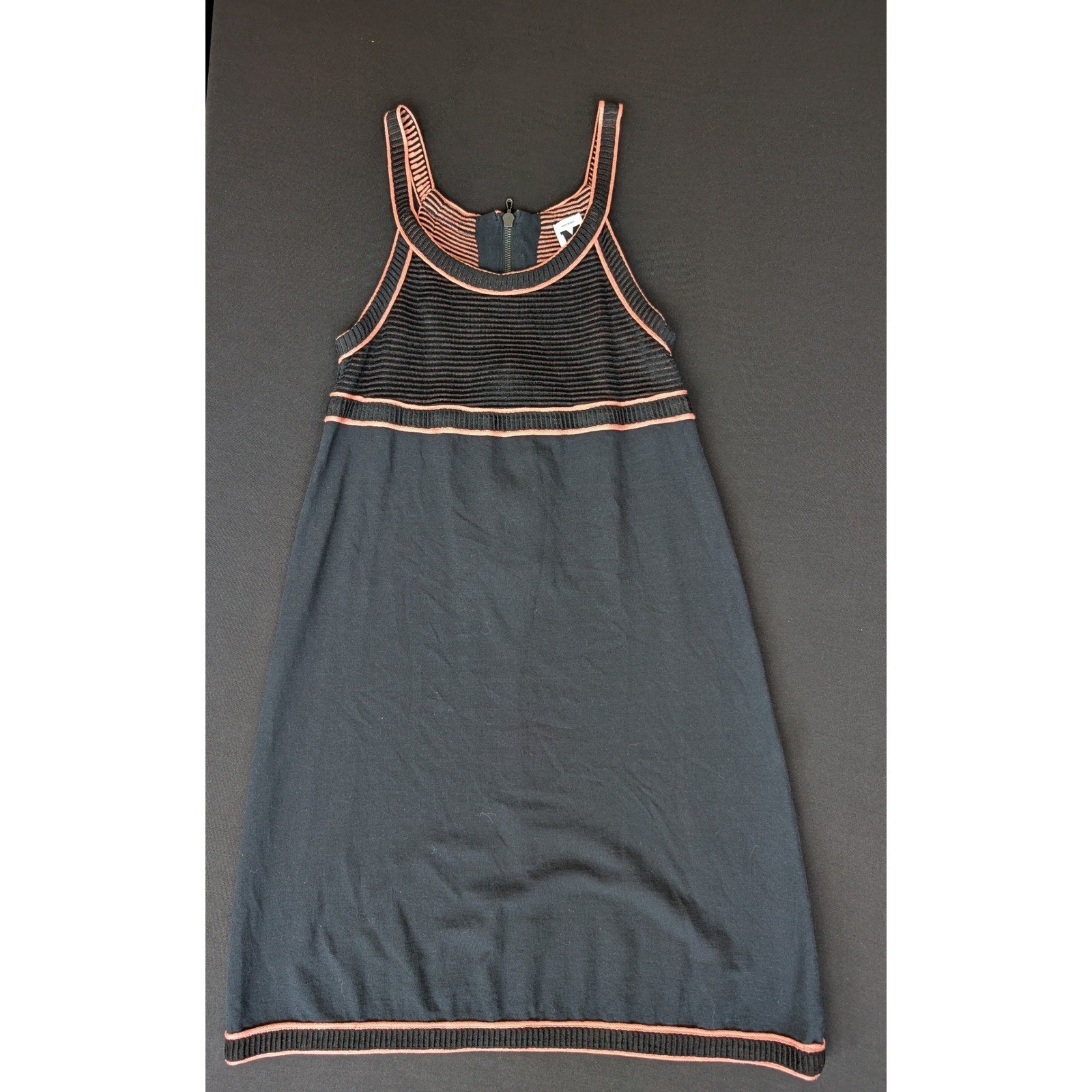 M Missoni Black Salmon Pink Cotton Knit Sleeveless Zip Back Dress IT 42 US 6