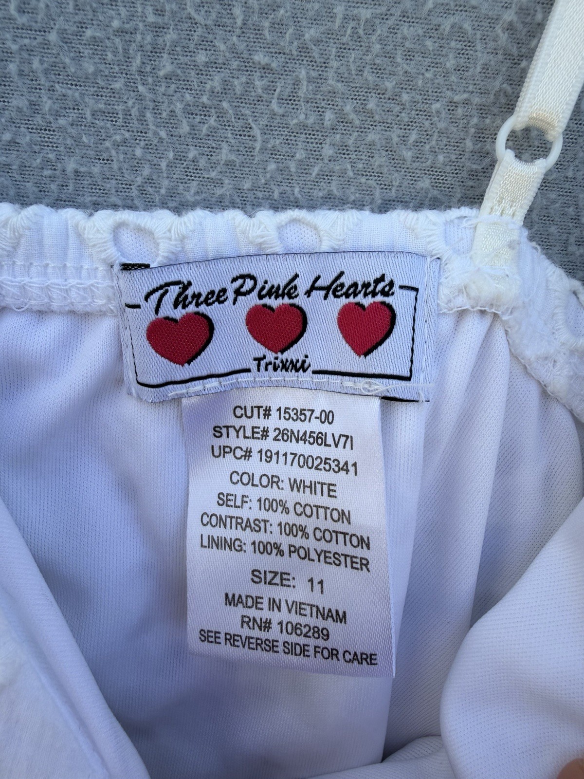 Three Pink Hearts Trixxi White Eyelet Mini Dress Size 11 Cotton Sundress Boho