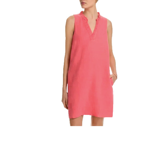 NWT TOMMY BAHAMA TWO PALMS DOUBLE-RUFFLE LINEN DRESS MELON BERRY S (4,6)