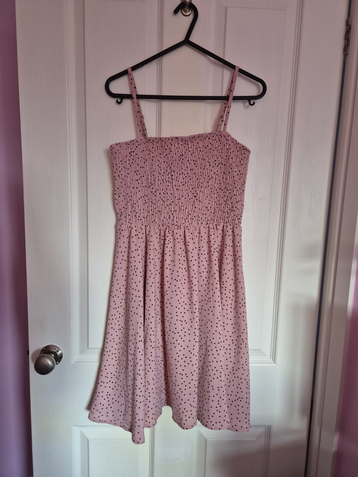 Shein Pink and Brown Polka Dot Summer Dress – Size XS, BNWOT