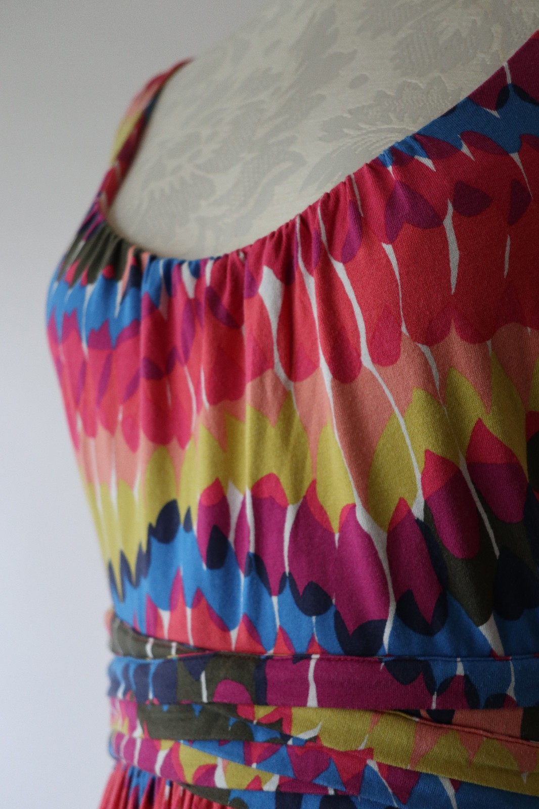 Boden Pink Blue Rainbow Stretchy Jersey Knit Sleeveless Long Maxi Dress Women 6R