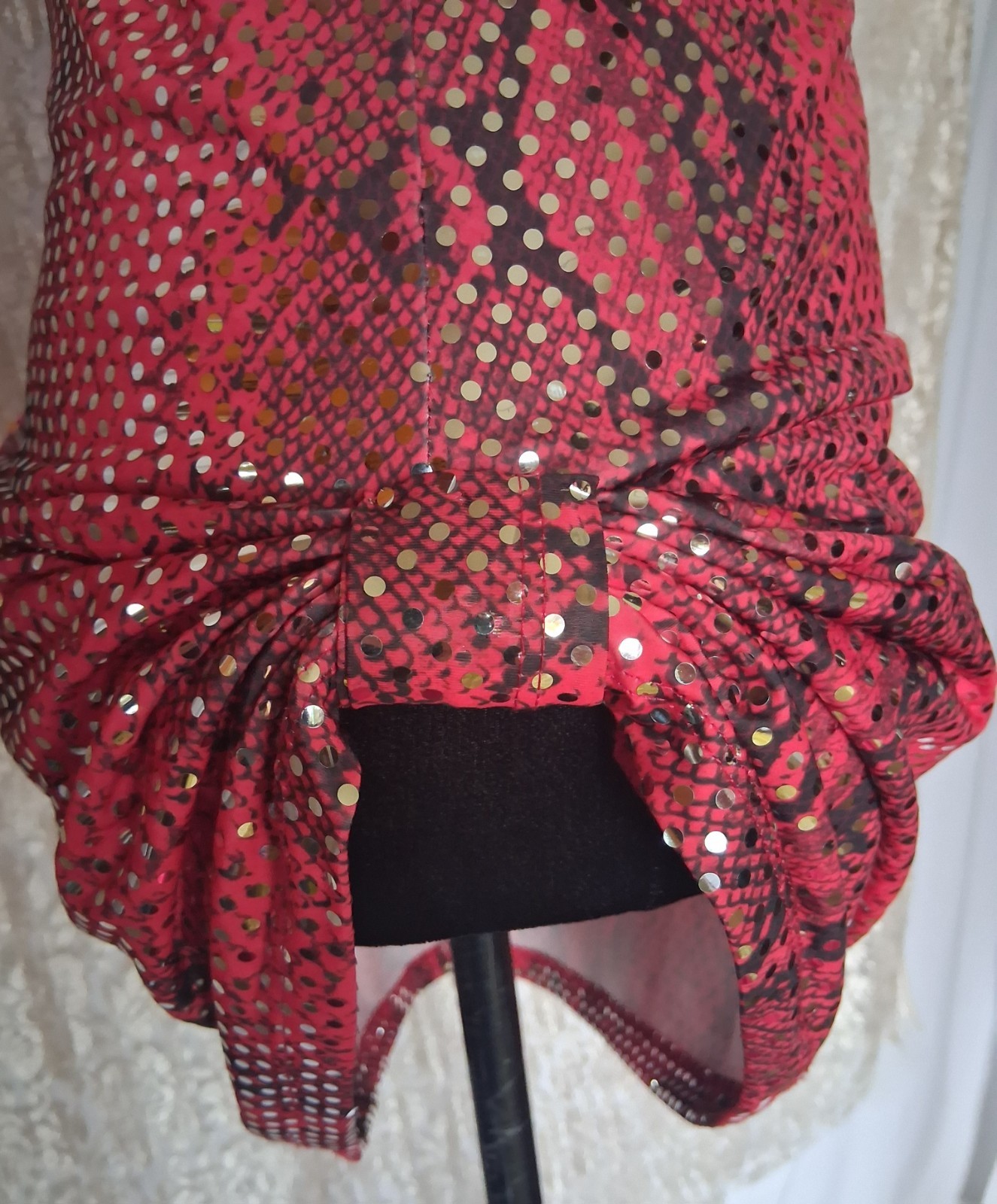 Vintage 90s Red Snakeskin Print Sequin Mini Dress Size Small