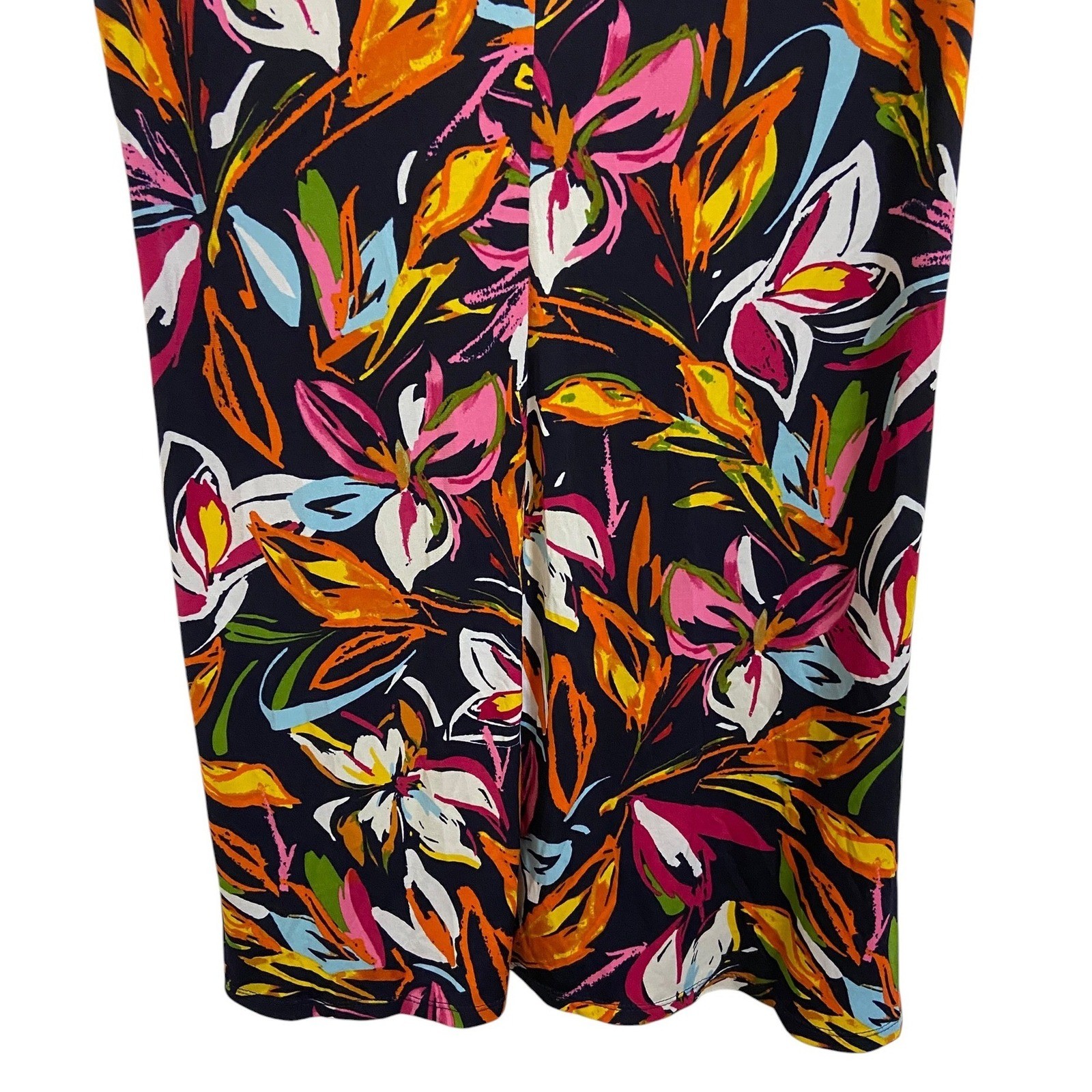 MSK Tropical Floral Sleeveless Tie Keyhole Back Shift Resortwear Dress Size XL