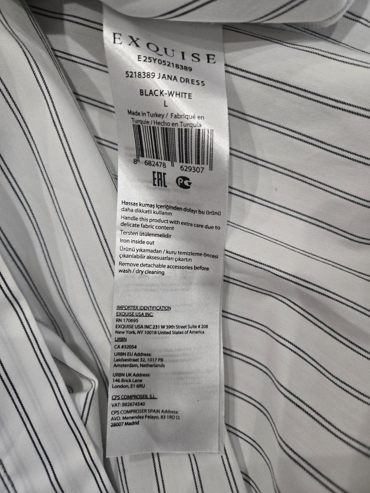 Anthropologie Exquise Large Tobie Double Buckle Pleated Shirt Dress White Black