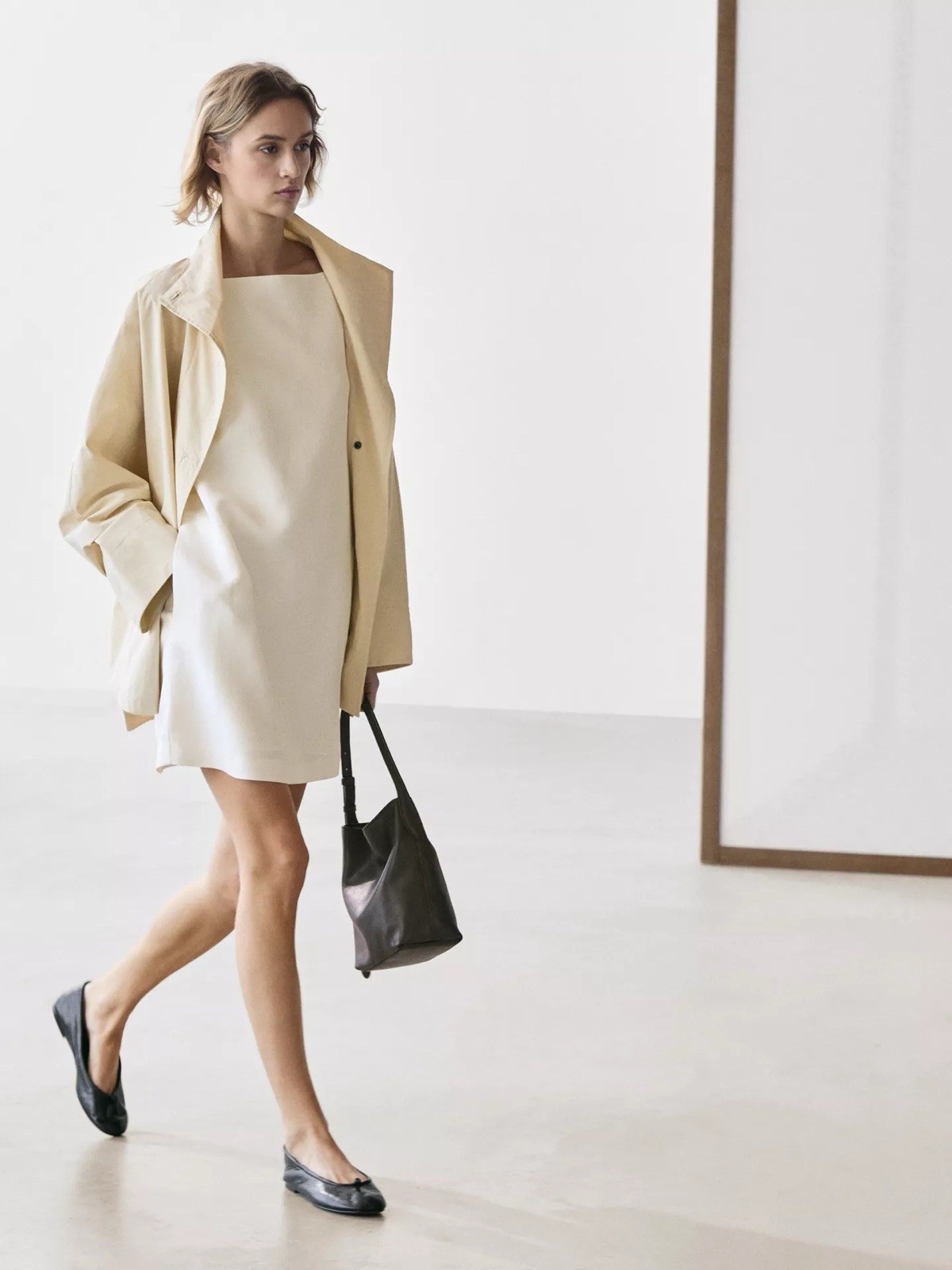 NOWT MASSIMO DUTTI Thin Strap Mini Dress In White Sz M/L