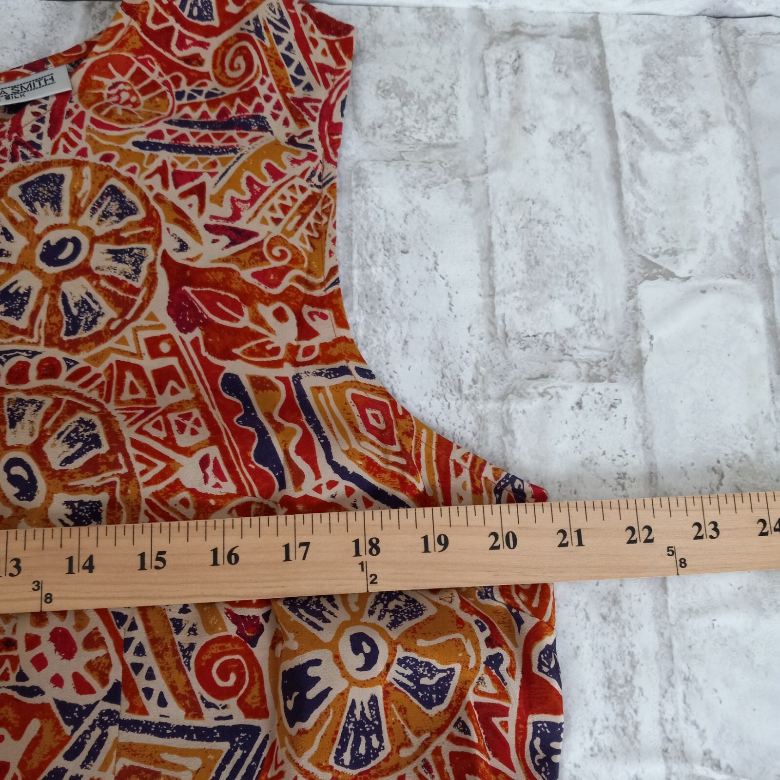Amanda Smith Silk Maxi Dress Womens 14 Geometric Aztec Southwestern Sleeveless