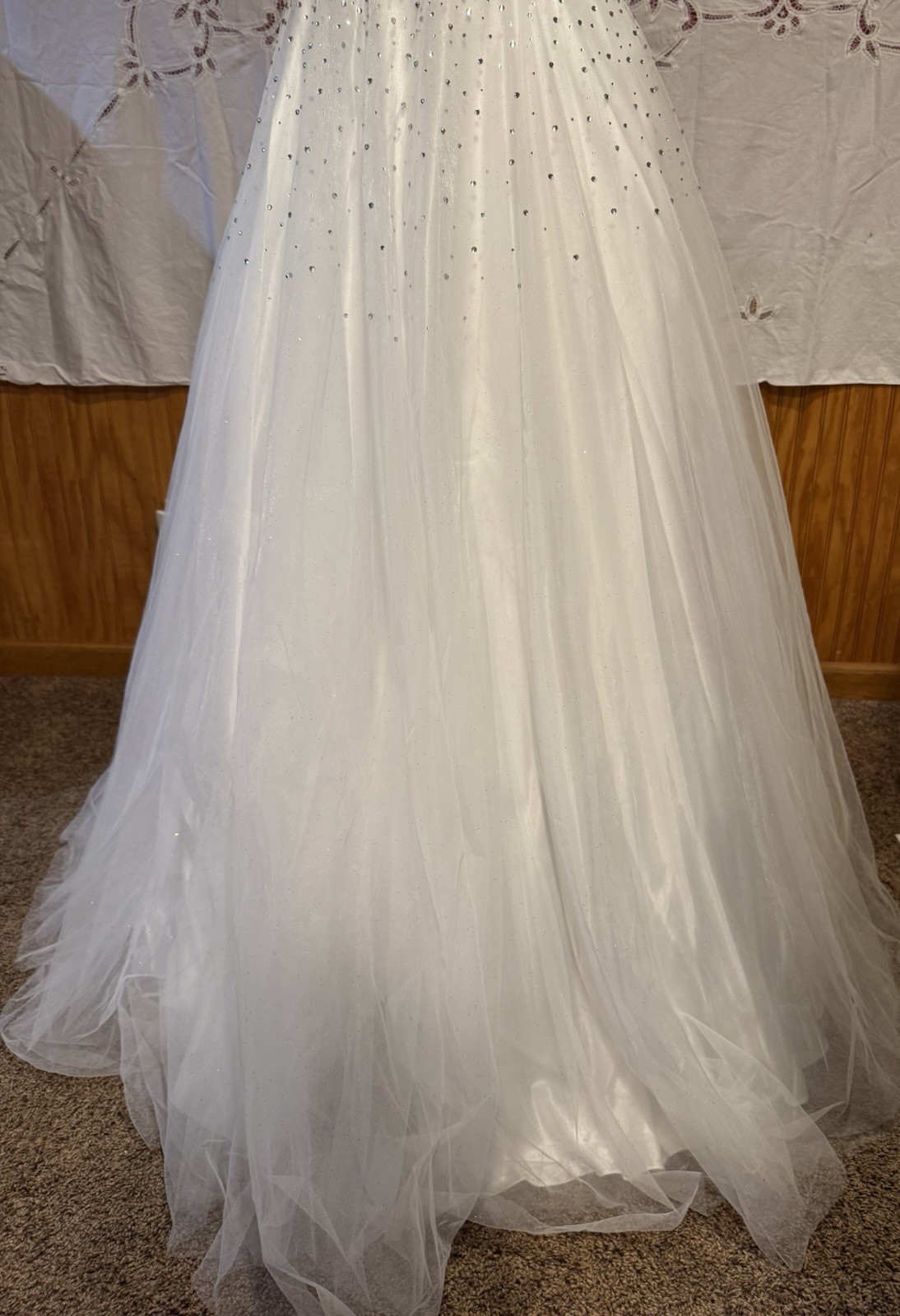 Jovani Strapless White Beaded Crystal Ball Bridal Gown Corset Dress Size 10