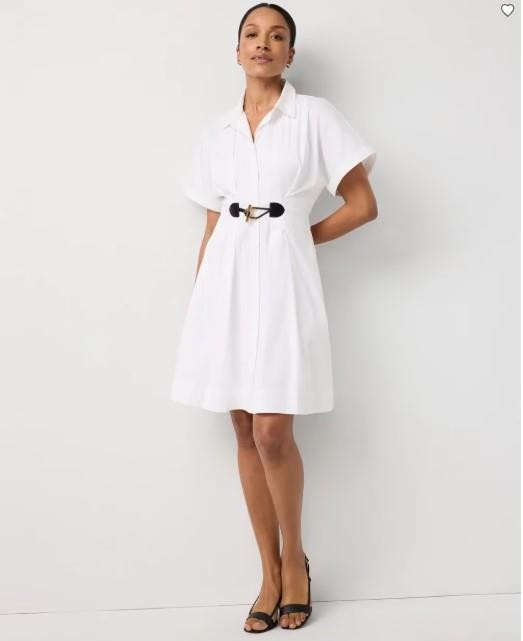 NWT White House Black Market(WHBM) Belted Poplin Shirt Dress