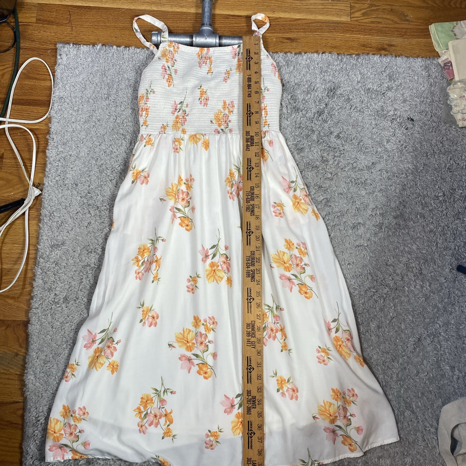 Old Navy Cami Smocked Floral MIDI Sundress Lined Pockets Cottagecore Sz M