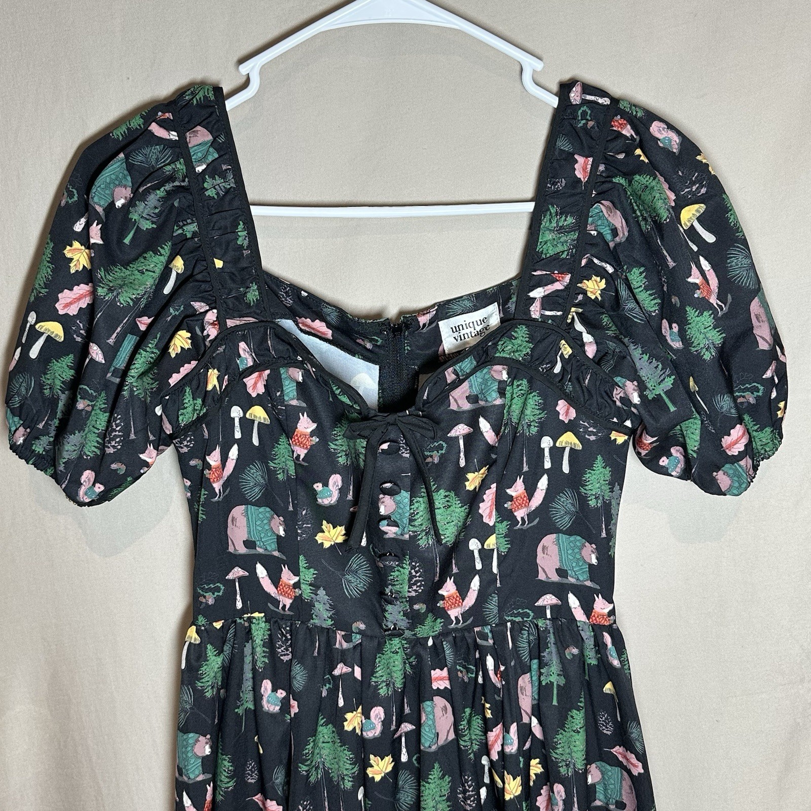 SMALL Midi Dress Forest Animals Cottagecore Fairy Witchy Woodland Folklore Indie