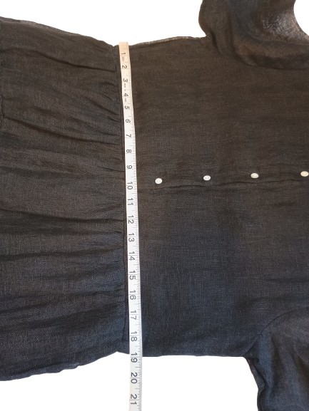 NWT Becasa Black Ruffle Tiered 3/4 Sleeve Linen Shorty Dress Size: XL
