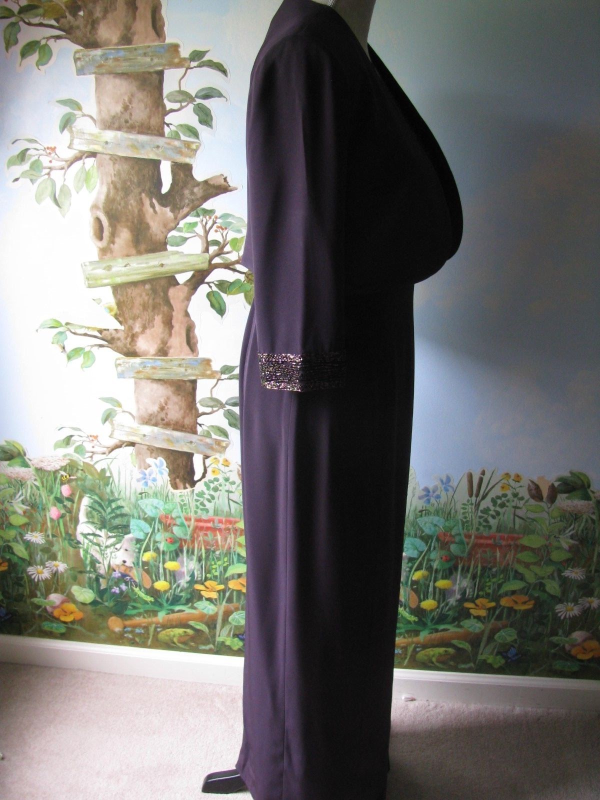 Montage Collection Mother of the Bride Evening Plum 2 PC Beaded Dress Custome