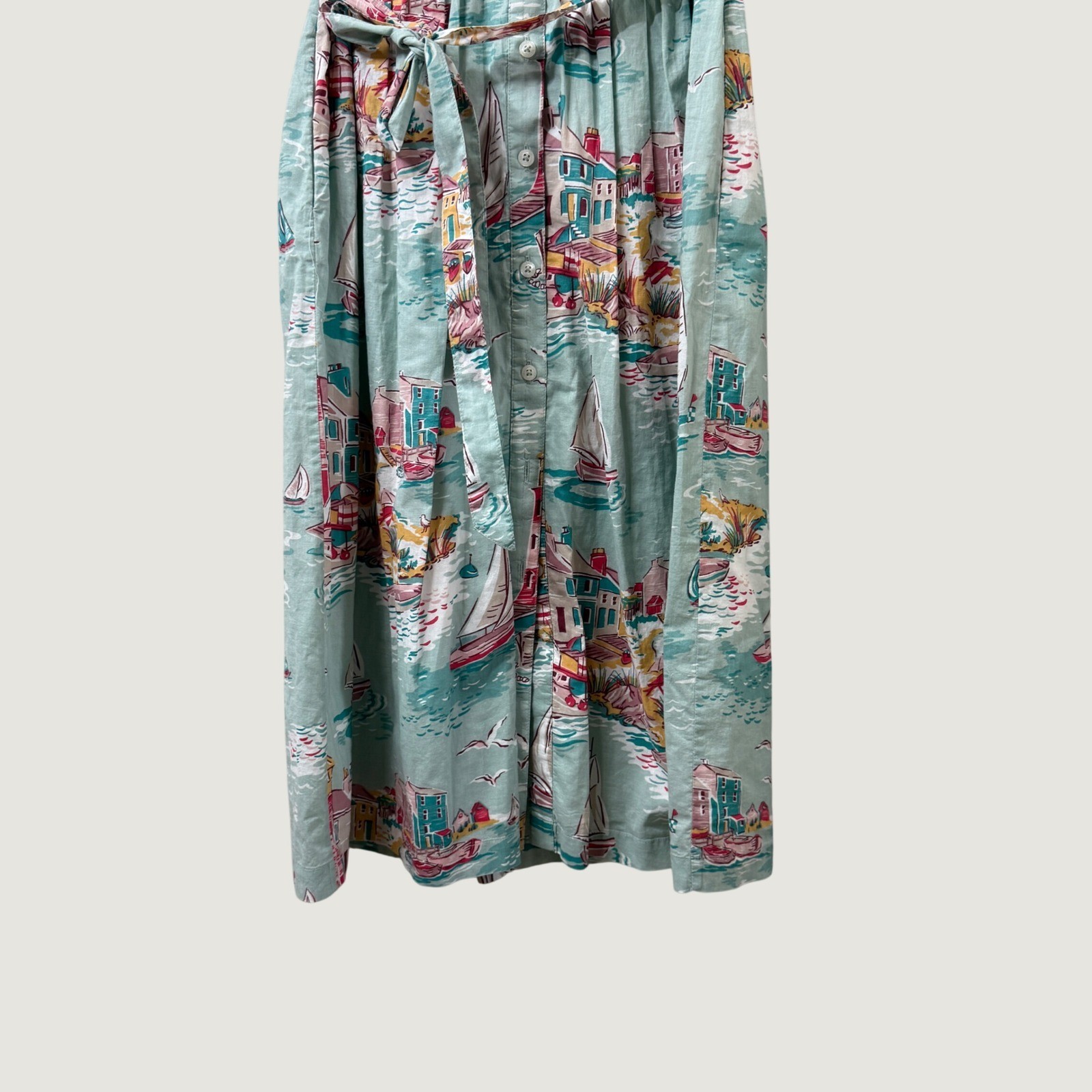 Cath Kidston London Nautical Seaside Sailboat Cotton Shirt Dress Blue Womens 6