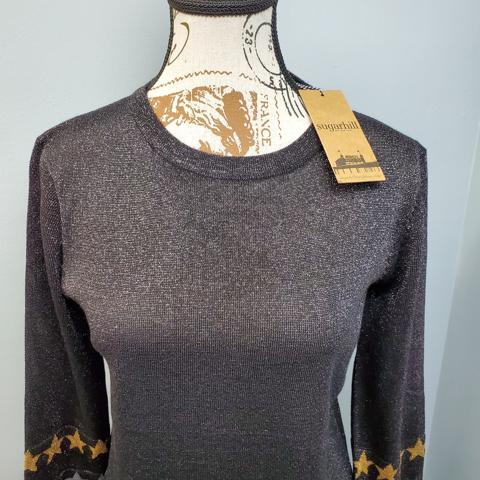 Sugarhill Brighton Sparkly Sweater Dress Women 4 Multi Metallic Knit Long Sleeve