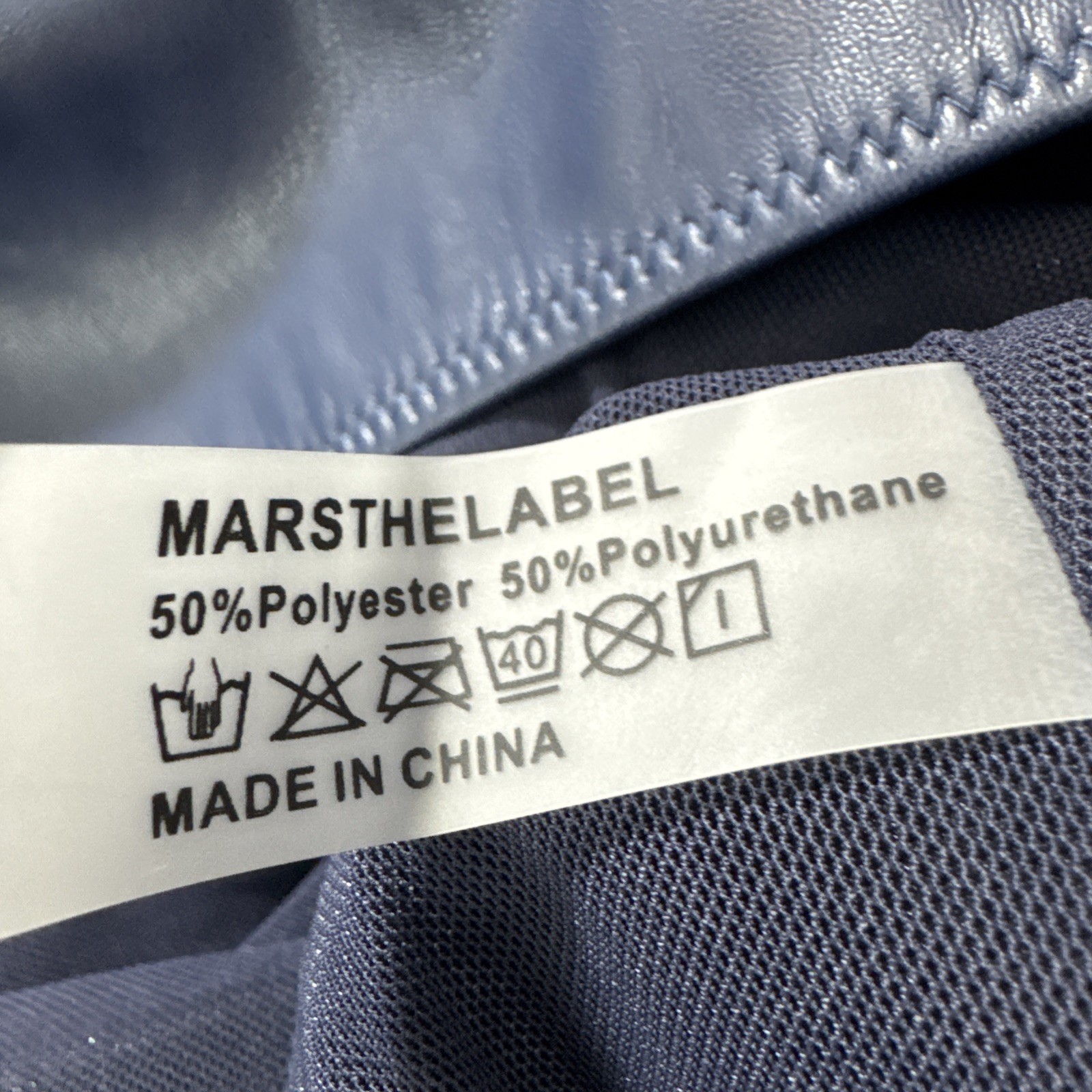Mars The Label Margot Mini Dress UK 12 Blue Faux Leather Ruched Bodycon NWT