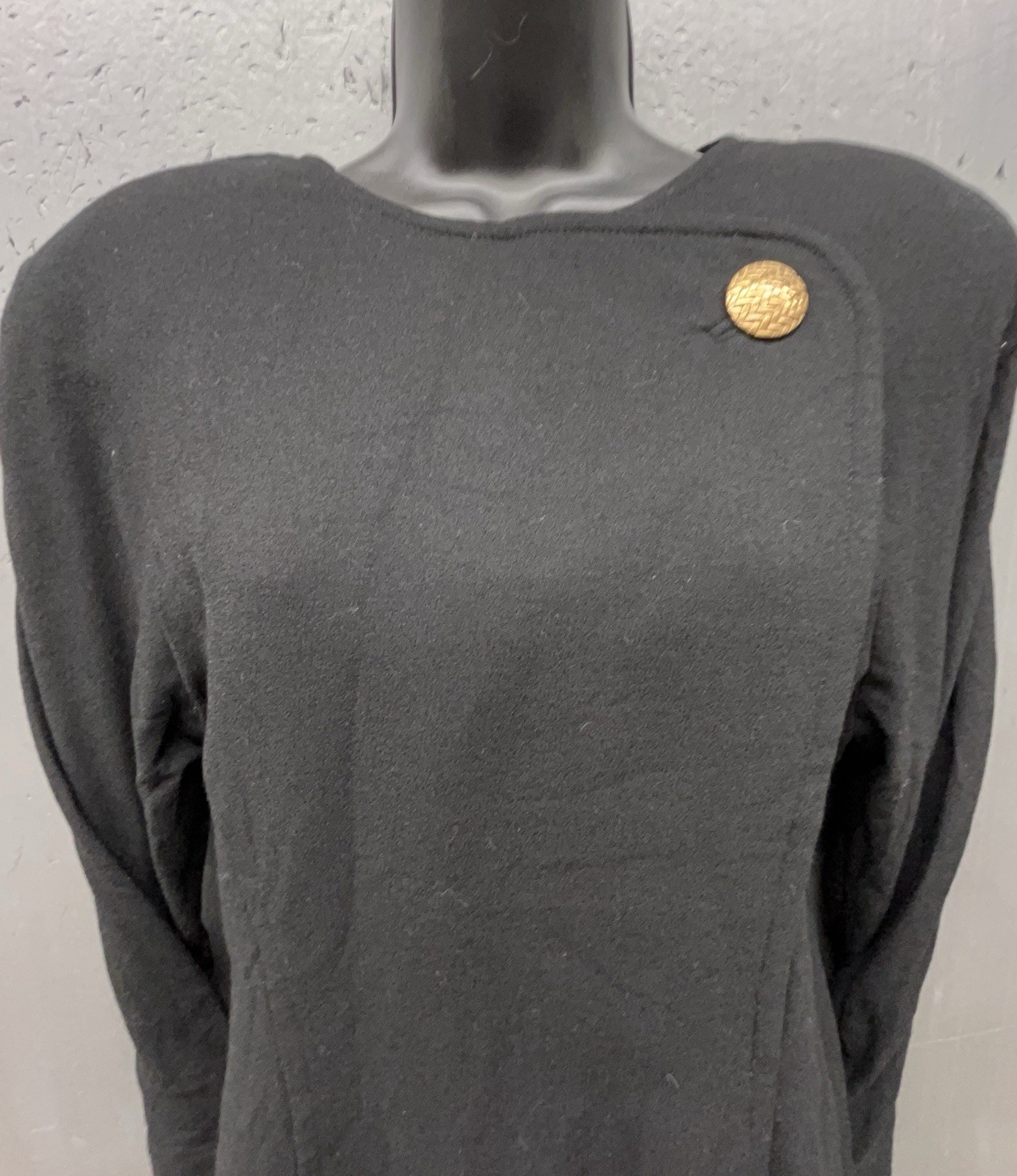 Vtg Talbots Petities Dress 10 Black Wool Gold Button Preppy Chic Classic 80s 90s