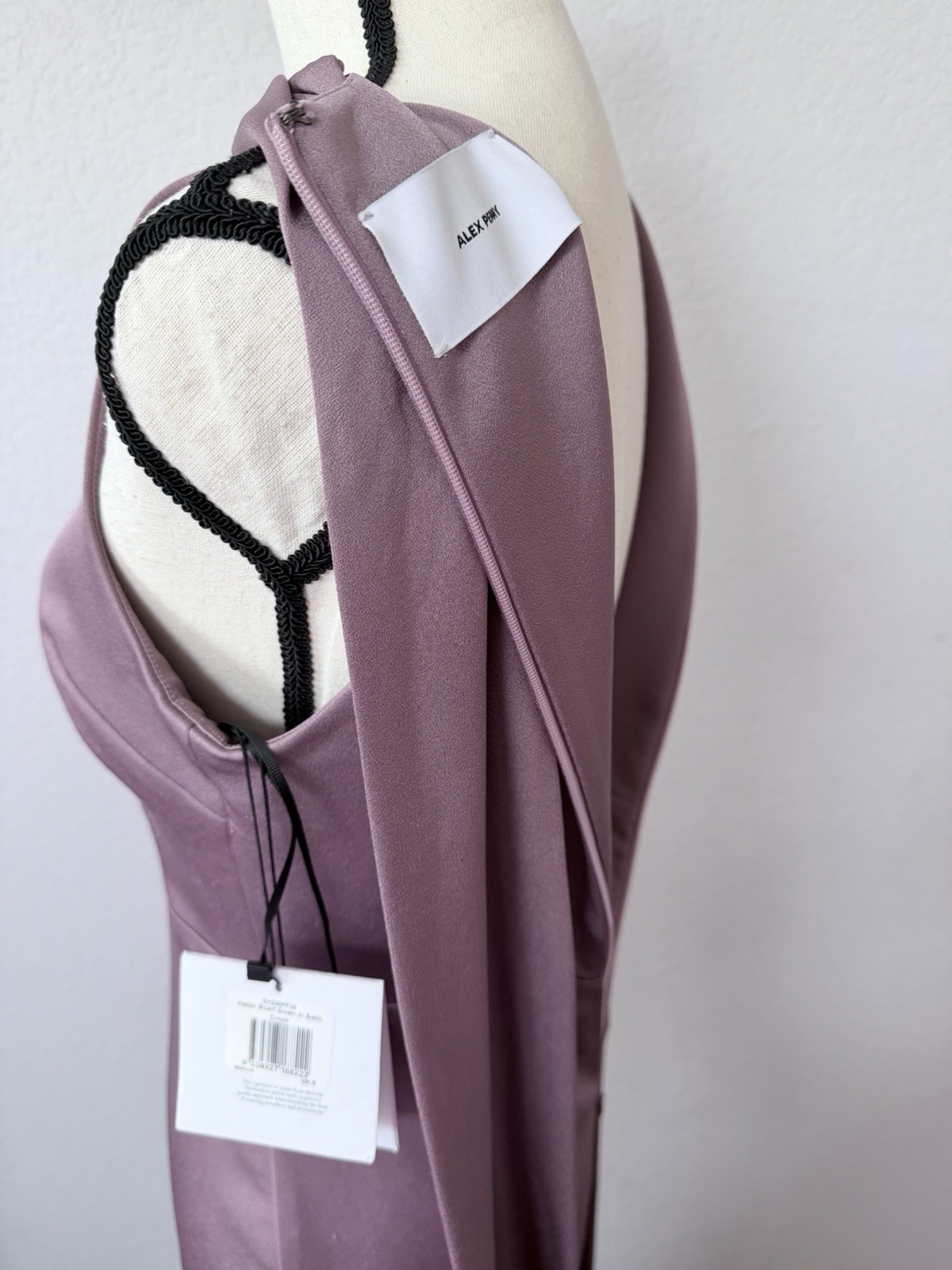 Alex Perry Mauve Halter Scarf Gown in Satin Backless NWT sz 2 elegant