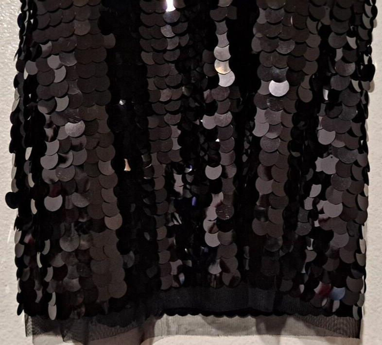 NWT SCOOP Black Circle Sequin Paillette Party Slip Dress Size Large (L) 12/14