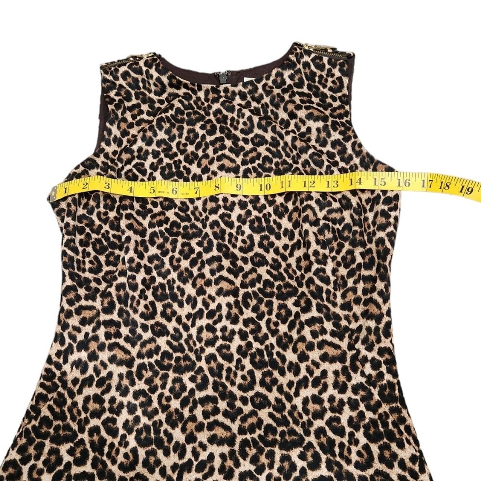 Michael Kors Leopard Print Neutral Sleeveless Knee Length Mini Dress 2