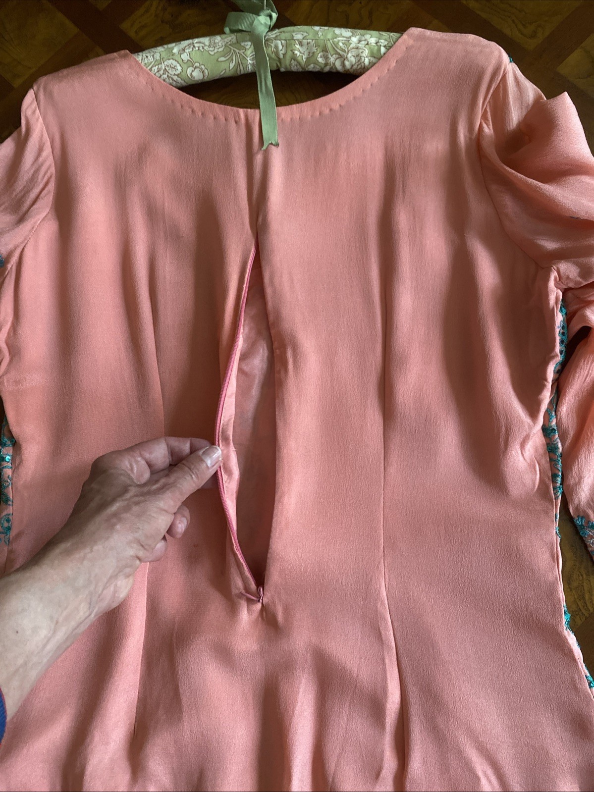 Vintage Sheer Tunic Midi Dress Cover-Up Embroidered Size S Artsy Boho OOAK New